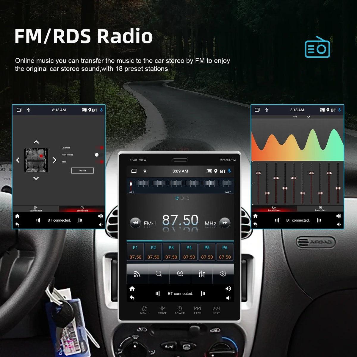 2Din Car Sizetereo Radio 9.5Vertical screen Bluetooth WIFI GPSize FM Radio Receiver Sizeuppport Rear Camera