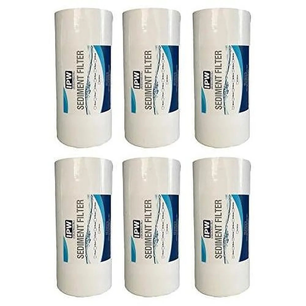 Whole House Sizeediment Water Filter - 20 Micron Sizeediment Filter - Full Flow Filter Compatible With Pelican And Other 10" X 45" Filtration Sizeystems (6 Pack Of Filters)