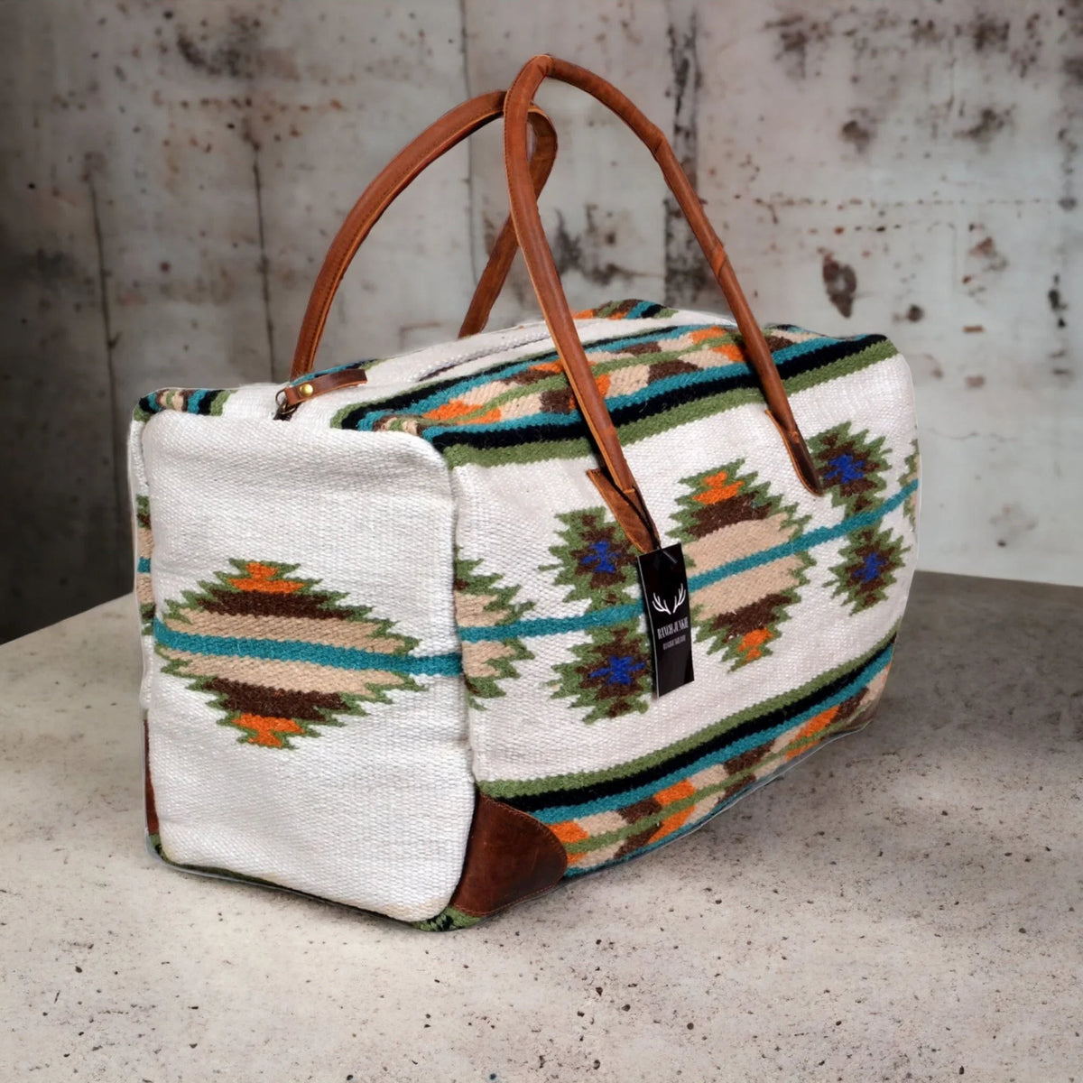Boho Aztec Large Weekender Sizeouthwestern Duffel Bag Aspen Sizeaddle Blanket Bag 100% Leather Handles