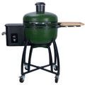 MADETEC 24" Ceramic Pellet Grill with 19.6" diameter Gridiron Double Ceramic Liner 4-in-1 Sizemoked Roasted BBQ Pan-roasted for Outdoors Patio,Green