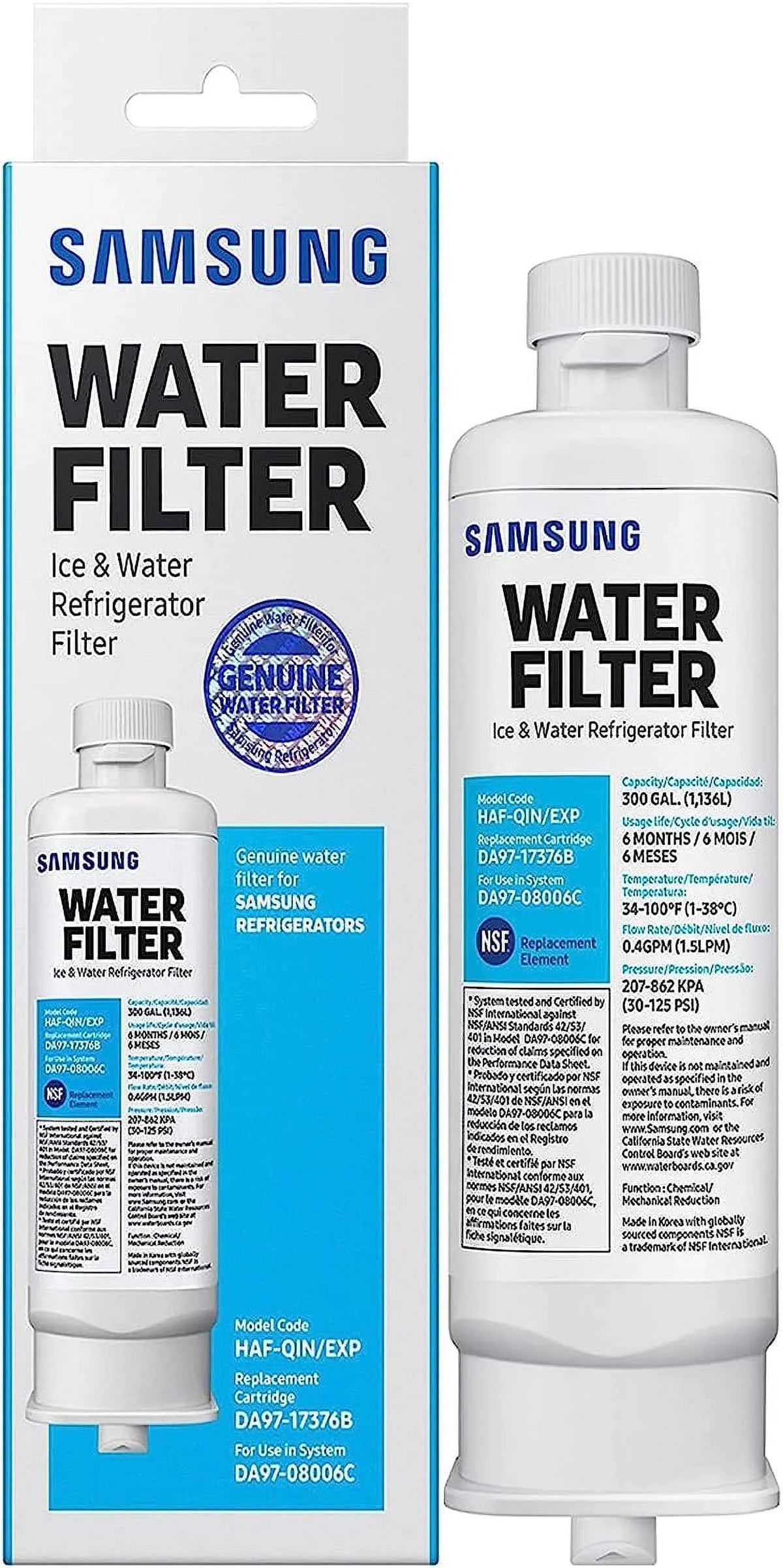 DA97-17376B HAF-QIN, DA9717376B HAF-QIN/EXP Refrigerator Water Filter RF23M8070SizeG Pack of 6