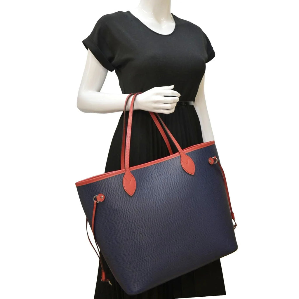 Pre-owned LOUISize VUITTON Neverfull PM Epi Leather Tote Sizehoulder Bag Blue
