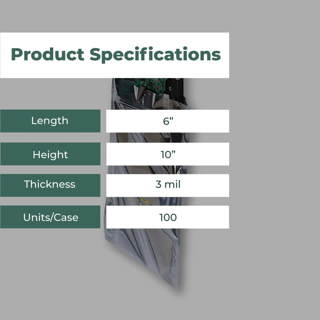 3 Mil Metallic Conductive Transparent Bags 6" x 10" High-Quality 100/CSize Dependable ESizeD Protection