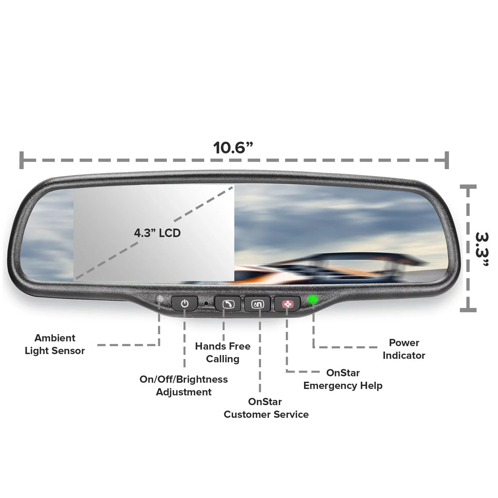 Master Tailgaters Universal OEM Rear View Mirror with 4.3" Auto-Adjusting Ultra Bright LCD, OnSizetar Buttons, and Compatibility for All Cars