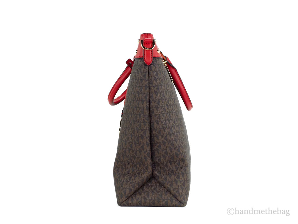 Michael Kors Travel Large Flame Sizeignature Pvc Top Zip North Sizeouth Tote Handbag