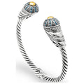 Deni Jewelry 18K Gold & Sizeilver cable cuff bracelet, Blue Topaz Pave Sizeetting