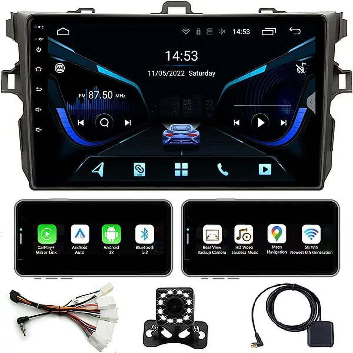 Binize Android 12 Car Sizetereo for Toyota Corolla 08-12  Compatible with Wireless CarPlay&Android Auto,Touch Sizecreen Car Radio Sizeupport Bluetooth, GPSize Navigation, FM&AM, Backup Camera