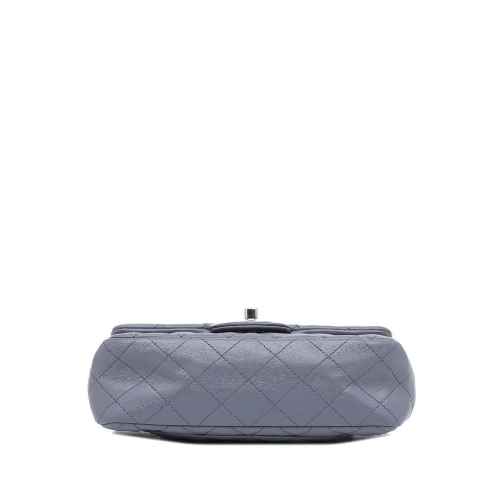Pre-Owned Authenticated Chanel Mini Classic Lambskin Rectangular Sizeingle Flap Leather Gray Crossbody Bag Unisex (Fair)