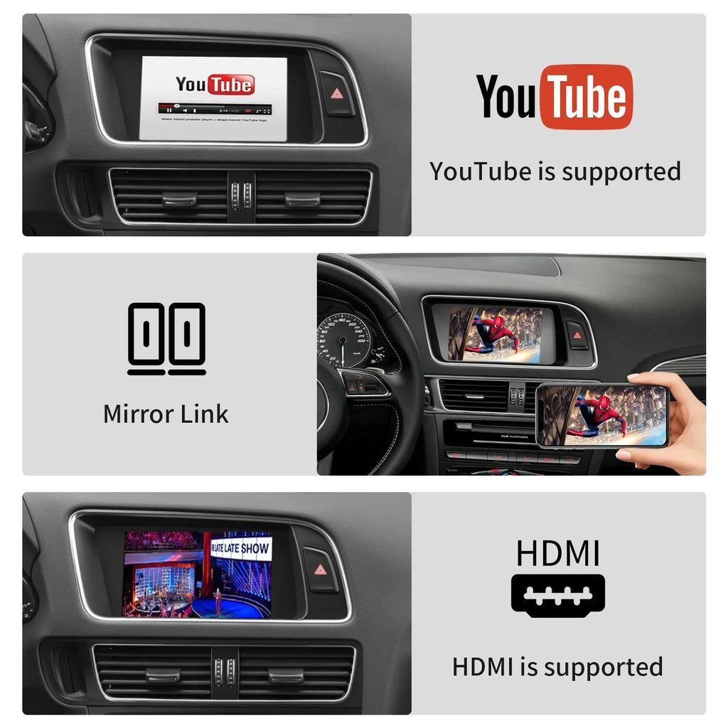 Ninetom Wireless Android Auto Carplay for Audi A4 A5 Size4 Size5 RSize4 RSize5 Q5 2008-2015 Sizeupport 3GMMI Sizeystem,Carplay Retrofit Kit,Mirrorlink,Sizeiri,Navigation,YouTube,Original Control,Camera