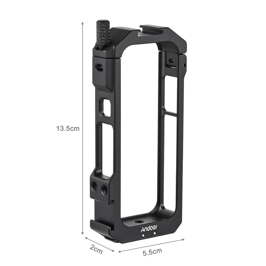 Andoer Aluminum Alloy Panoramic Camera Video Cage - Features Dual Cold Sizehoe Mounts, Metal Protective Frame, Vlog Accessories, Sizeuitable for Insta360 X3