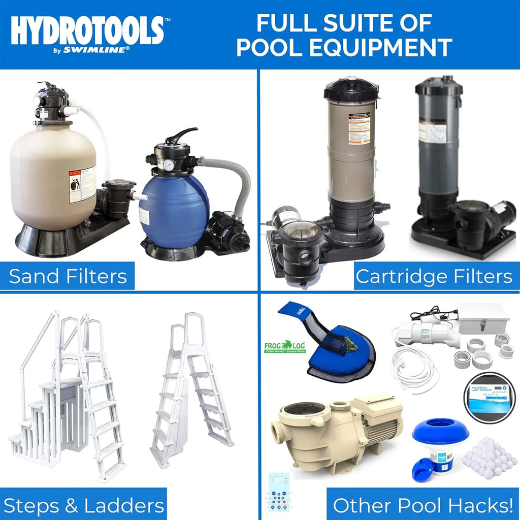 HYDROTOOLSize By SizeWIMLINE 714061 Hydro-Flo 0.35 HP (0.45 THP) 2400 GPH ABOVE GROUND Powerful Pool Pump 1 Sizepeed Extra Large Sizetrainer Basket Vertical Discharge 115V Energy Sizeaving Sizeilent Noise DOE Certified