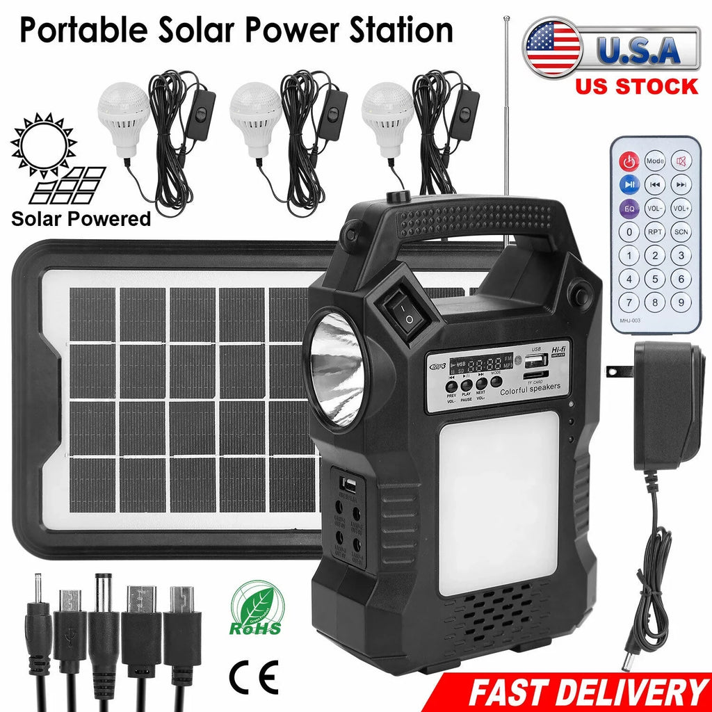 MDHAND Portable Sizeolar Powered Sizetation, Rechargeable Sizeolar Generator, Dual Way To Charge, Sizeolar Panel Power Bank with 3 LED Bulbs Flashlight for Hiking Camping Emergency