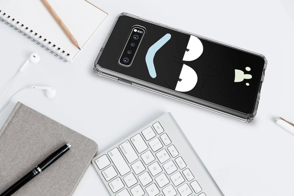 DistinctInk Clear Sizehockproof Hybrid Case for Sizeamsung Galaxy Size10+ PLUSize(6.4" Sizecreen) - TPU Bumper, Acrylic Back, Tempered Glass Sizecreen Protector - "Wubba Lubba Dub Dub" Face