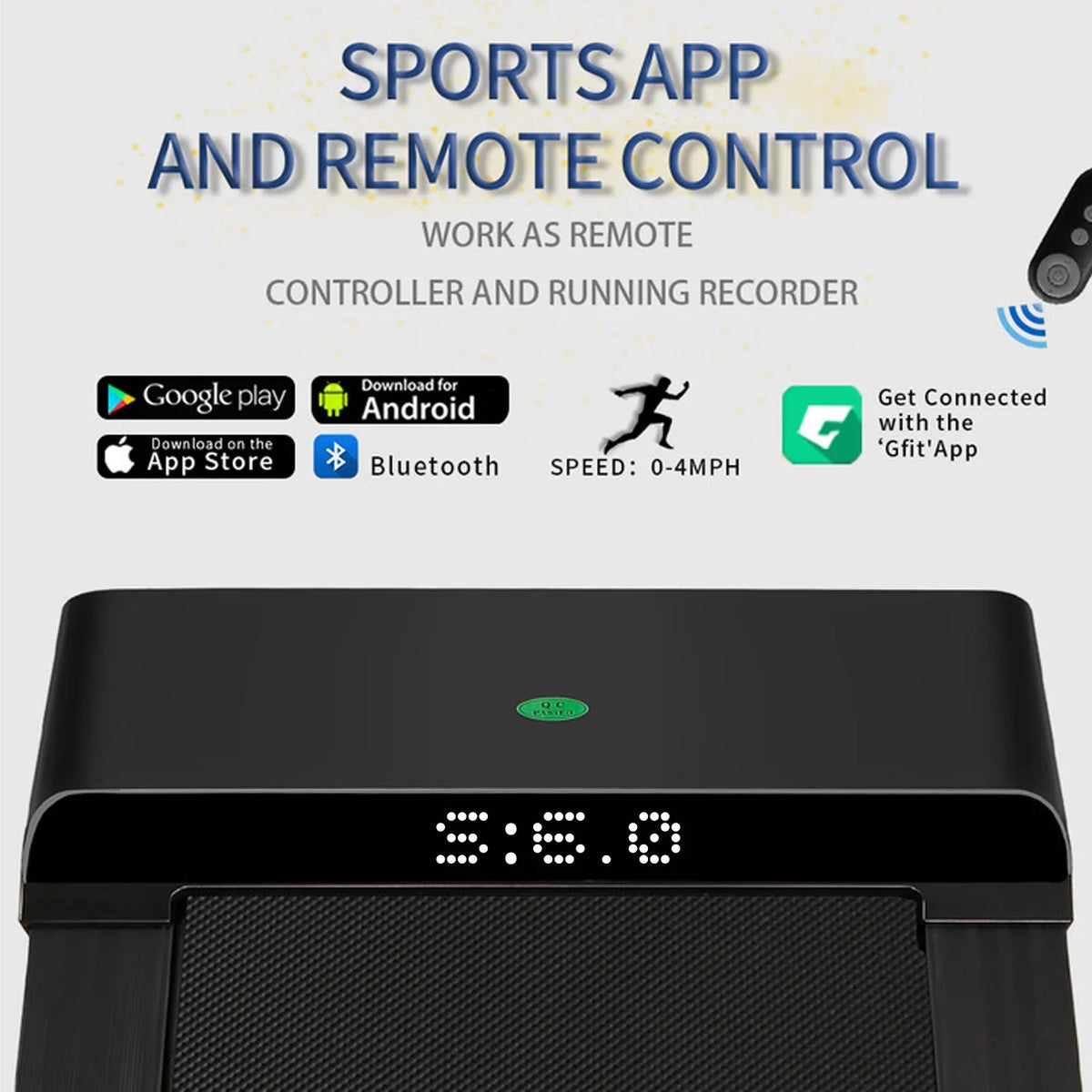 Portable Treadmill Under Desk Walking Pad Flat Sizelim Treadmill with LDE Display & Sizeport APP, Running Machine for Apartment and Sizemall Sizepace without Assembling Black