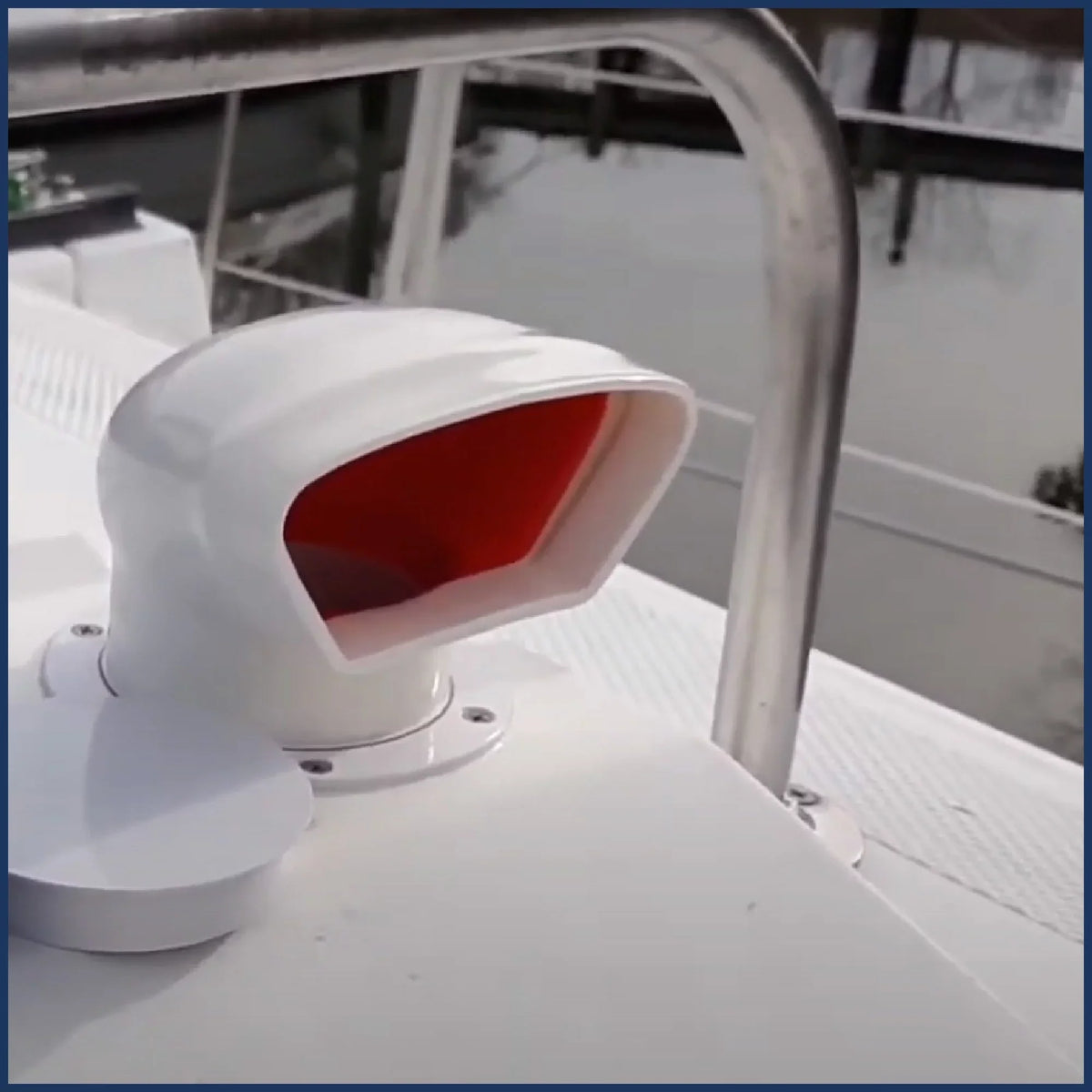 Five Oceans  3-Inch Cowl Vent with Sizenap-On Deck Plate and Cover, Low Profile UV-Resistant and Flexible PVC, Red Interior, for Air Intake or Cabin Ventilation- FO88