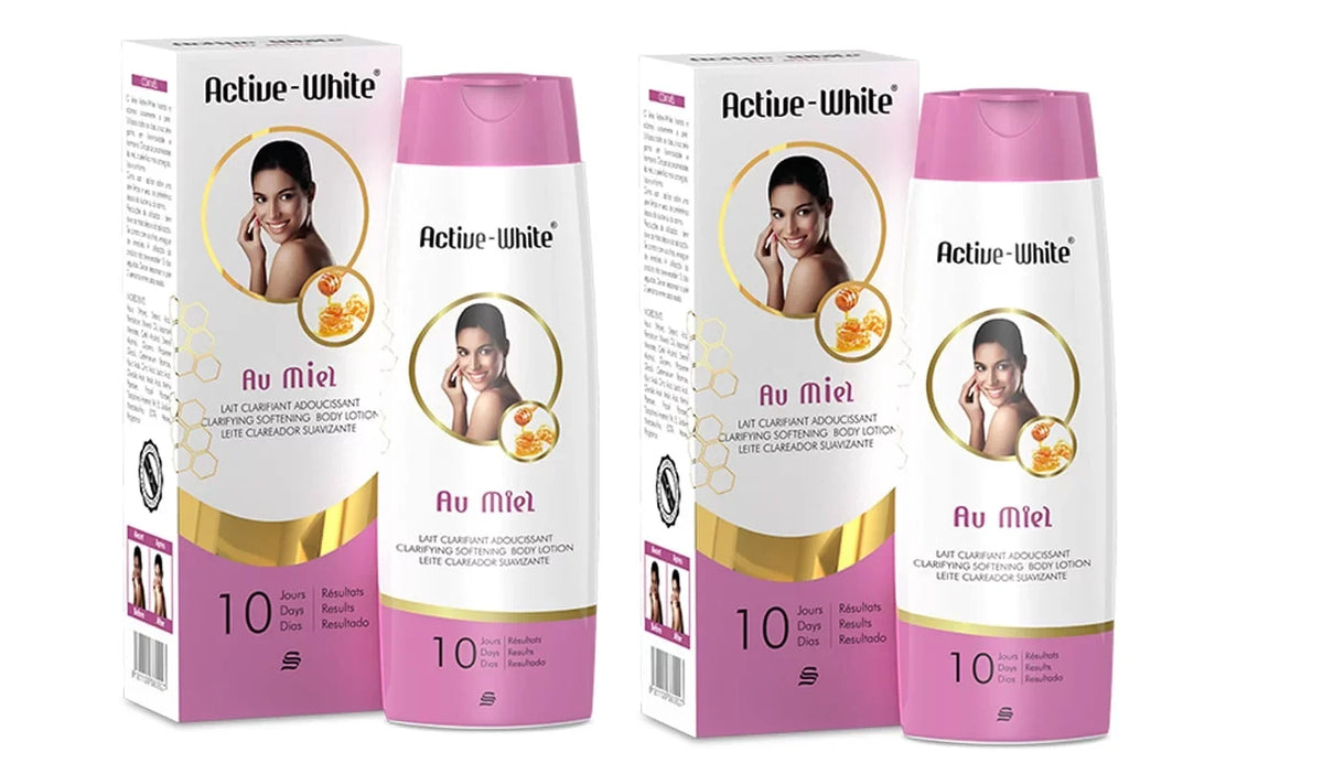 ACTIVE WHITE CLARIFYING SizeOFTENING BODY LOTION WITH HONEY LOT OF 2. 250.ML
