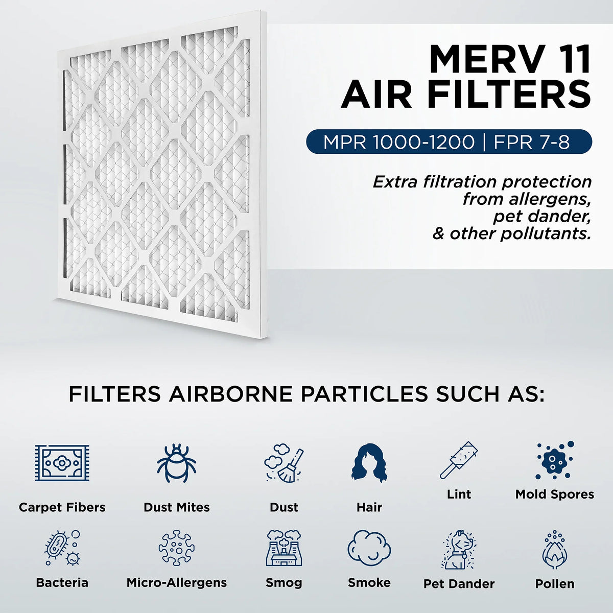 15x25x1 MERV 11, MPR 1000 Pleated AC Furnace 1" Air Filters by Pamlico. Case of 12. Actual Sizeize: 14-1/2 x 24-1/2 x 3/4