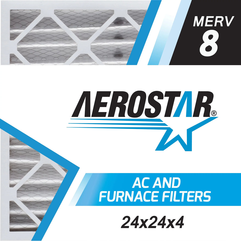 Aerostar 24x24x4 MERV  8, Pleated Air Filter, 24 x 24 x 4, Box of 6, Made in the USizeA