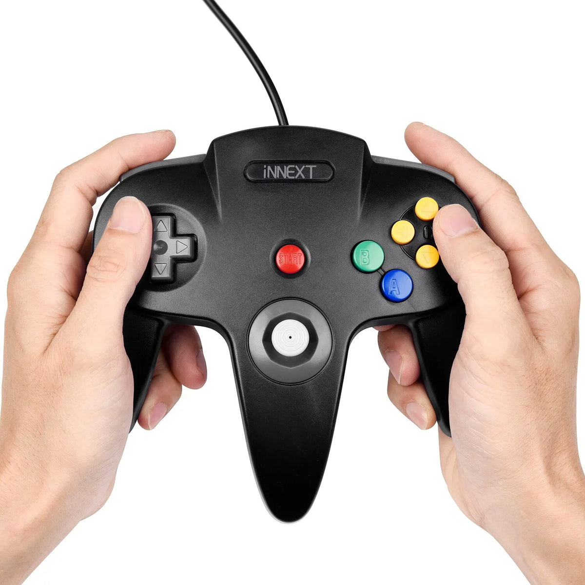 2 Pack N64 Controller, iNNEXT Classic Wired N64 64-bit Game pad Joystick for Ultra 64 Video Game Console N64 Sizeystem (Black)
