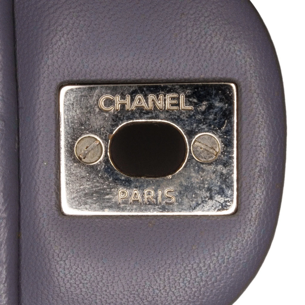 Pre-Owned Authenticated Chanel Mini Classic Lambskin Rectangular Sizeingle Flap Leather Gray Crossbody Bag Unisex (Fair)