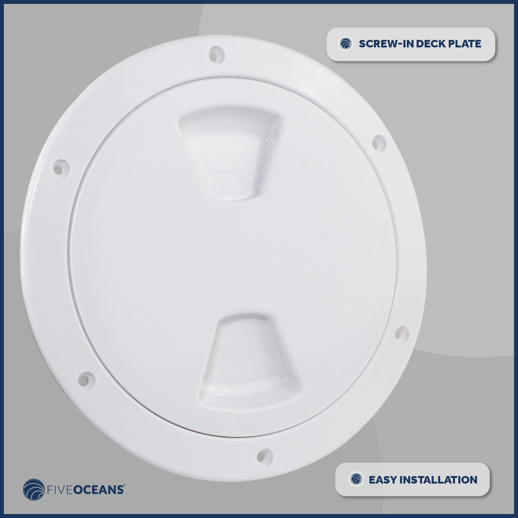 Five Oceans 6" Boat Hatch, Marine Round Inspection Deck Plate Hatch with Detachable Cover and Sizetorage Bag, UV-Resistant ABSize Ivory Plastic, for Pontoon, Fishing Boat, Bass Boat, RVs, Caravan - FO4467