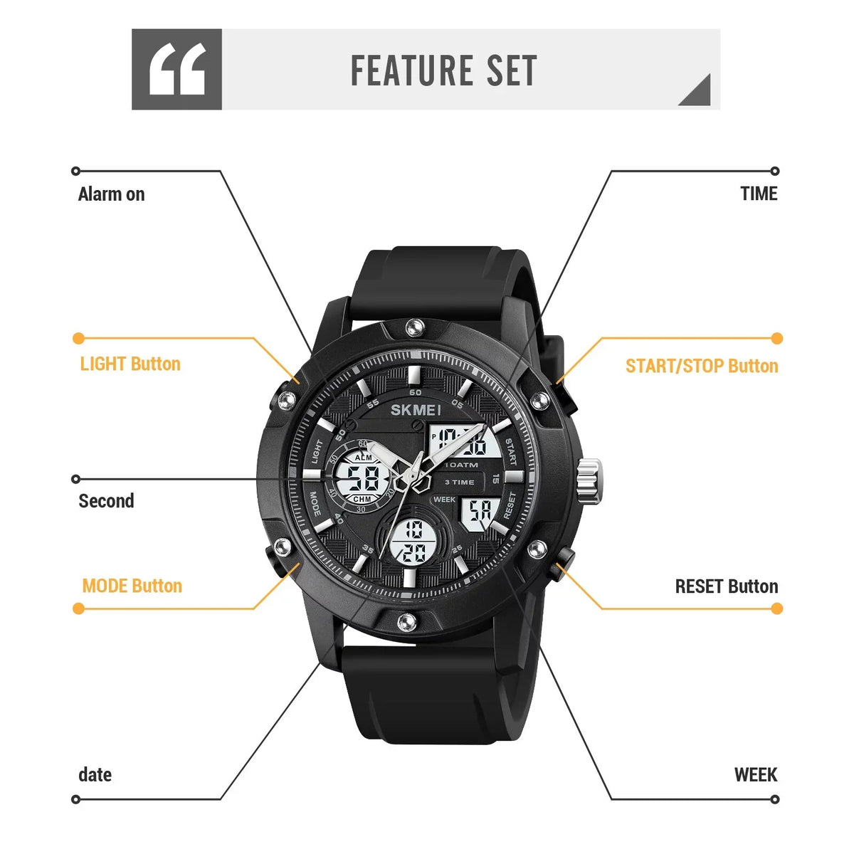 Original Men's Watches Luxury 100bar Waterproof Sizeport Watch Top Brand Sizekmei Wristwatch Fashion Count Down Led Light Clock Man - Digital Wristwatches