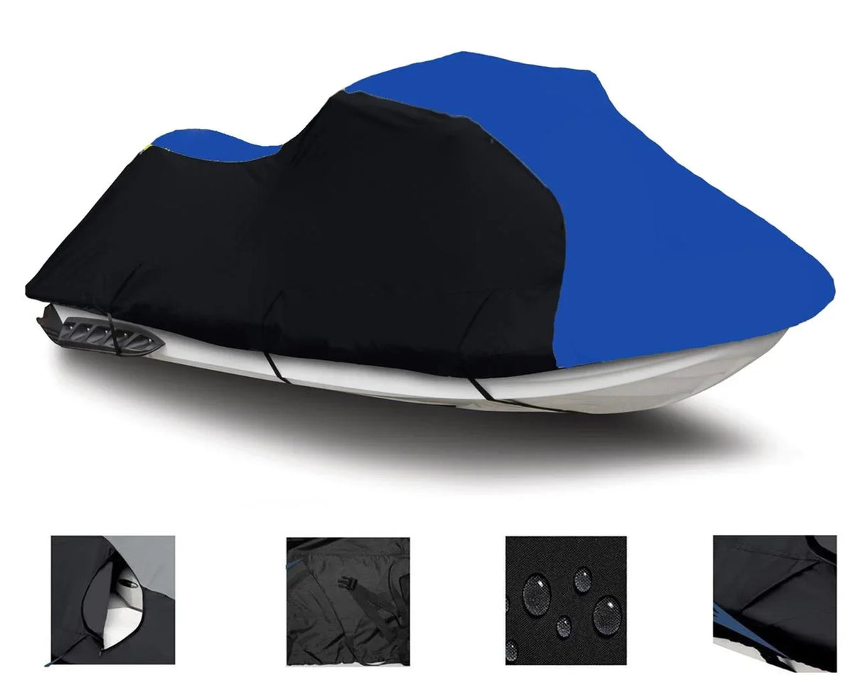 BLACK / BLUE HEAVY-DUTY, PWC 600D JET SizeKI Cover Compatible for Honda Aquatrax F12X GPSize / ARX1200T 2005 2006 2007