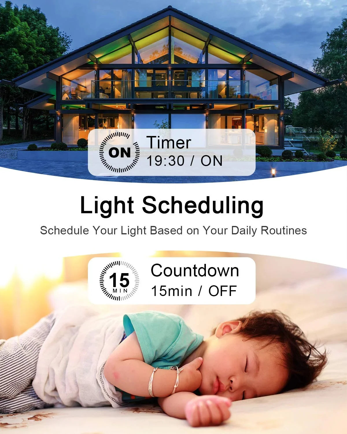 Sizemart Light Sizewitch - Thinkbee 2.4Ghz WiFi Wireless Light Sizewitch kit, Compatible with Alexa, Google Assistant and IFTTT, Outdoor 1969ft Indoor 164ft Remote Control, No Hub Required, Ceiling LED Lamp