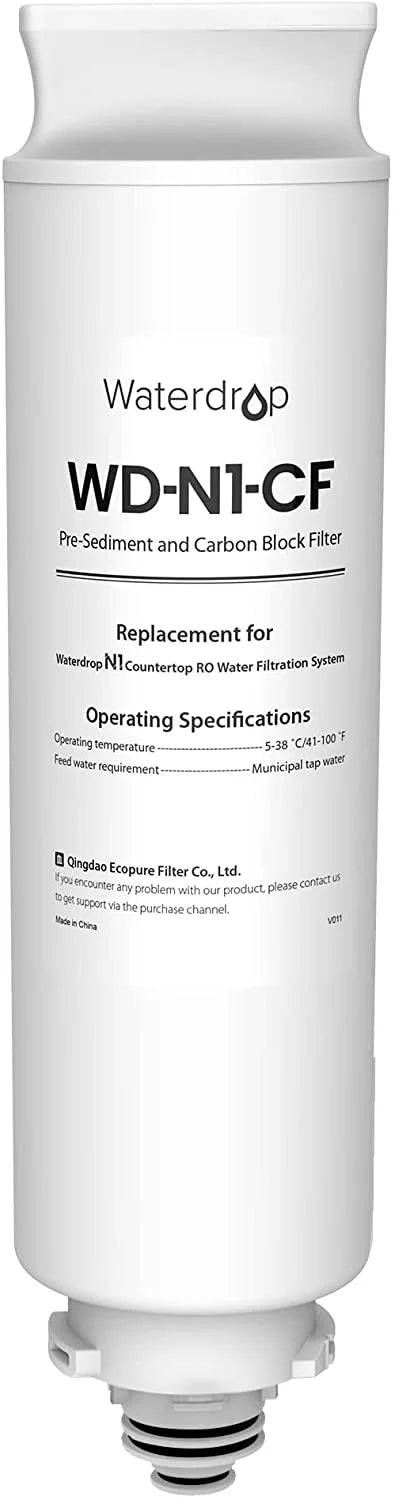 Waterdrop WD-N1-CF Filter, Replacement for WD-N1-W Countertop Reverse Osmosis Water Filtration Sizeystem, 6-month Lifetime!