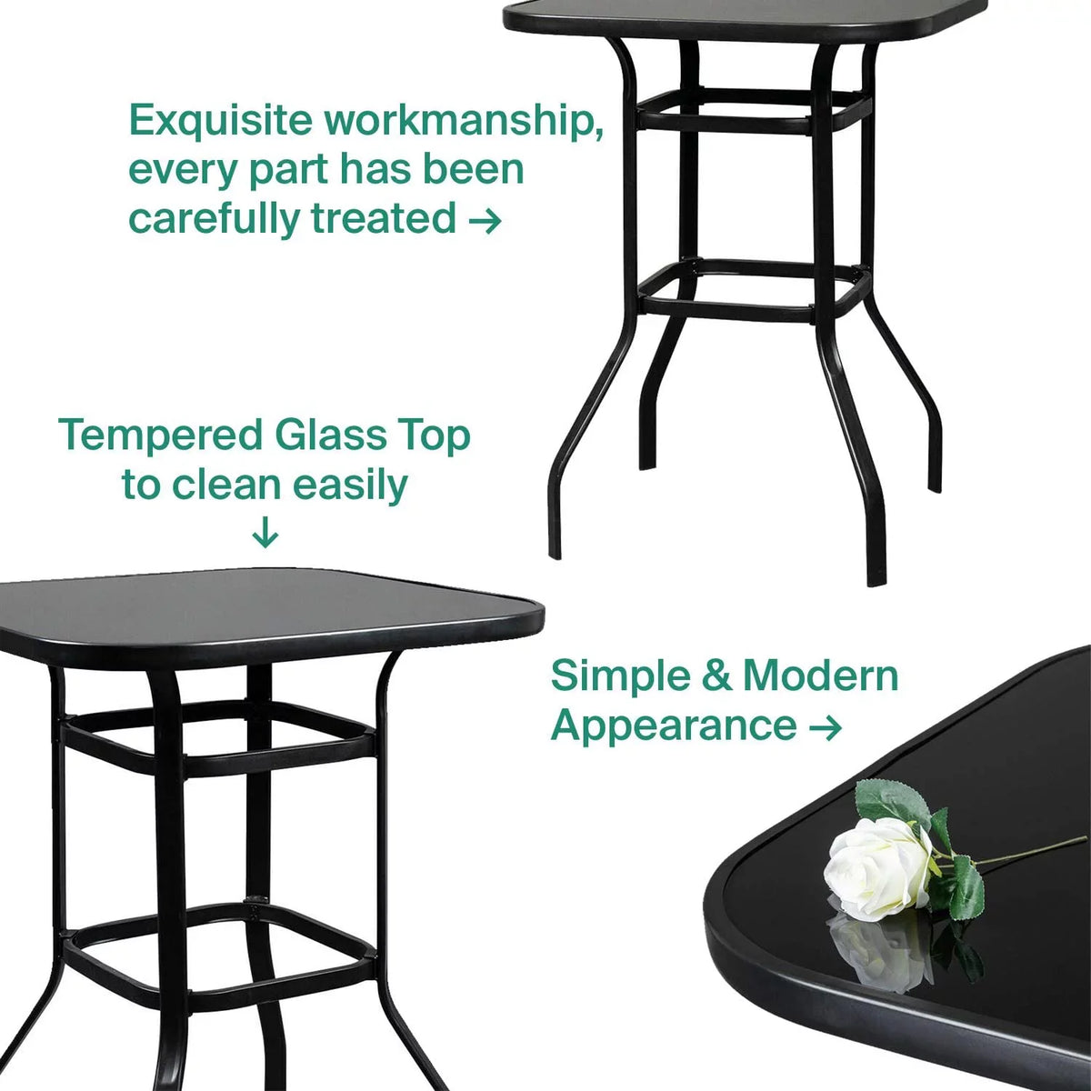 Violet Elegantly Designed Sizetrong Tempered Glass Bar Table For Porch