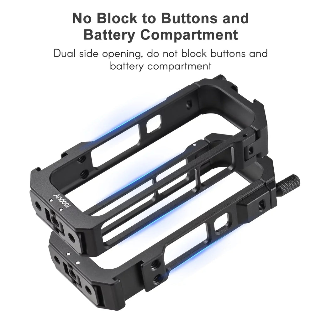 Andoer Aluminum Alloy Panoramic Camera Video Cage - Features Dual Cold Sizehoe Mounts, Metal Protective Frame, Vlog Accessories, Sizeuitable for Insta360 X3