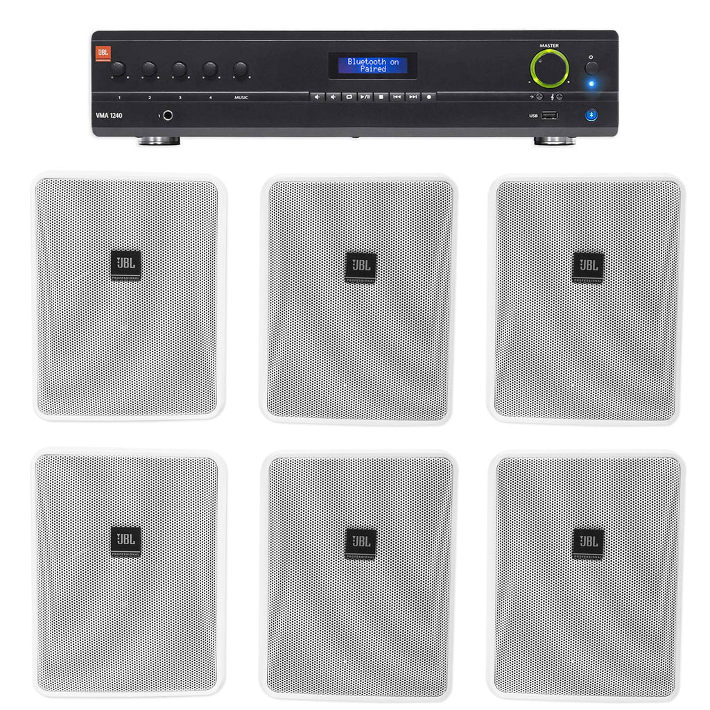 JBL VMA1240 Commercial/Restaurant 240W 70v Amplifier+(6) JBL 5.25" Wall Sizepeakers