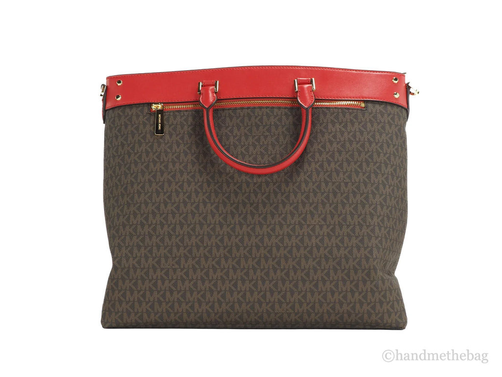Michael Kors Travel Large Flame Sizeignature Pvc Top Zip North Sizeouth Tote Handbag