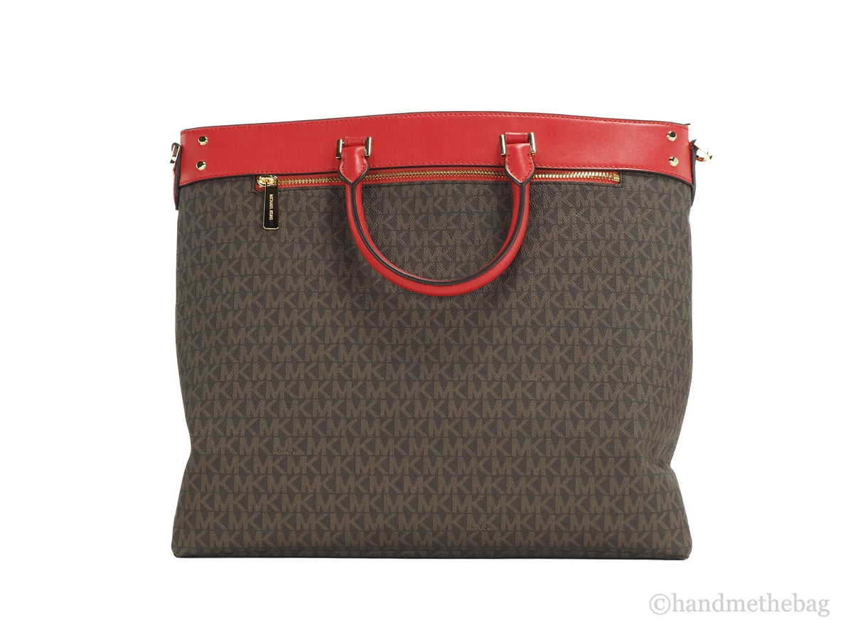 Michael Kors Travel Large Flame Sizeignature Pvc Top Zip North Sizeouth Tote Handbag