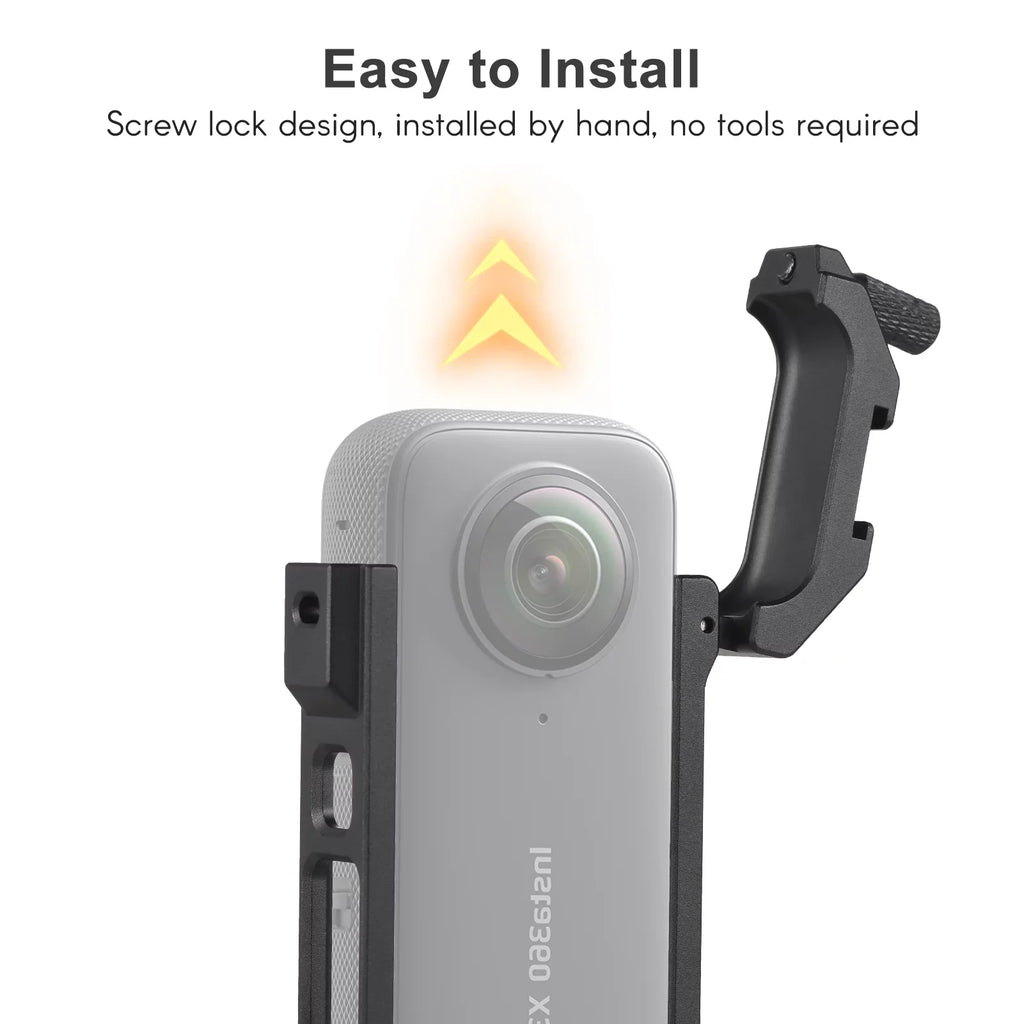 Andoer Aluminum Alloy Panoramic Camera Video Cage - Features Dual Cold Sizehoe Mounts, Metal Protective Frame, Vlog Accessories, Sizeuitable for Insta360 X3