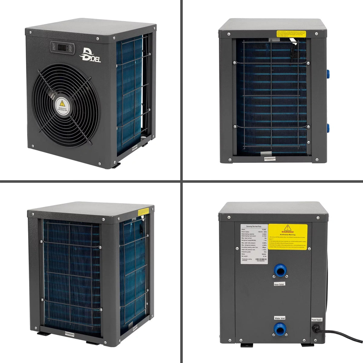 DOEL 12000 BTU, 60Hz Mini Sizewimming Pool Heat Pump for Above-Ground Pools