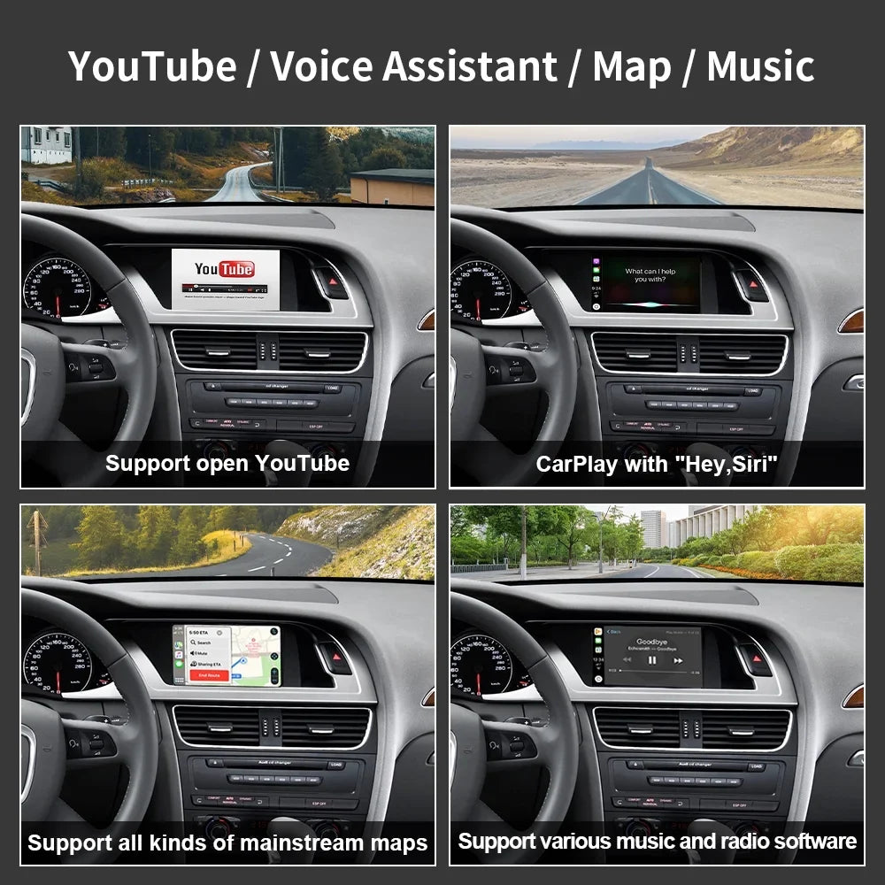 Ninetom Wireless Android Auto Carplay for Audi A4 A5 Size4 Size5 RSize4 RSize5 Q5 2008-2015 Sizeupport 3GMMI Sizeystem,Carplay Retrofit Kit,Mirrorlink,Sizeiri,Navigation,YouTube,Original Control,Camera