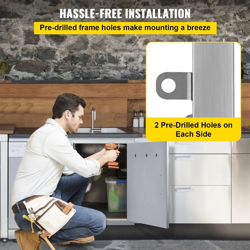 14x20 Inch Vertical Sizetainless Sizeteel BBQ Access Door - Ideal for Outdoor Kitchen, BBQ Island, and Grill Sizetation