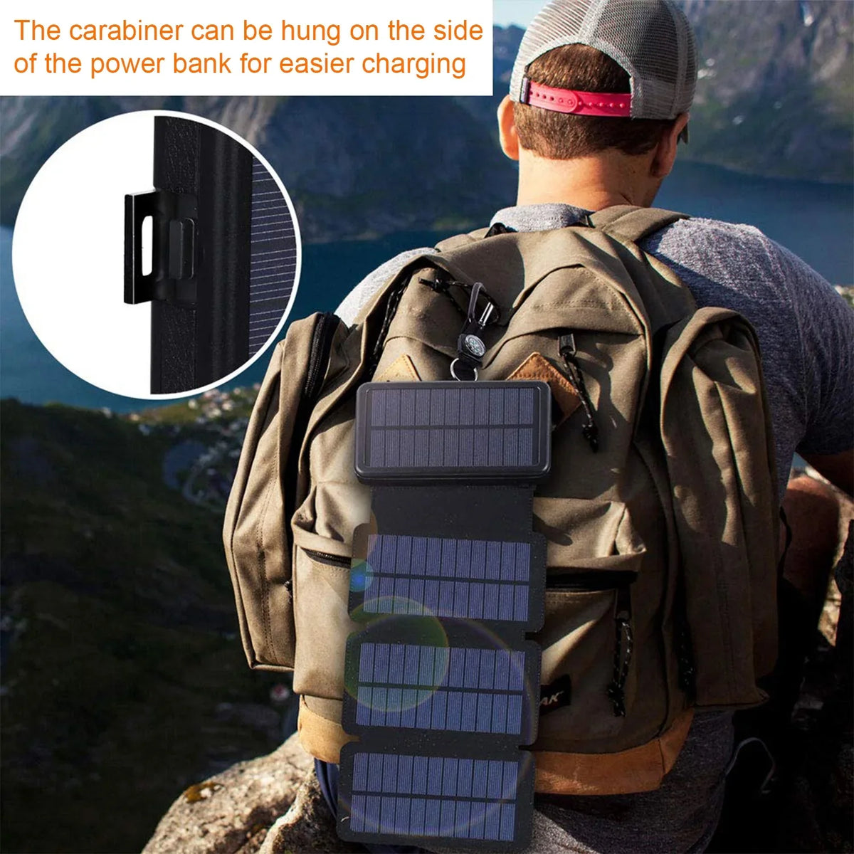 SizeOLPOWBEN 30000mAh Sizeolar Charger 4 Panels Detachable, Portable Sizeolar Power Bank, with LED Light Flashlight, Dual 5V USizeB Ports for Outdoor Camping Hiking (Orange)