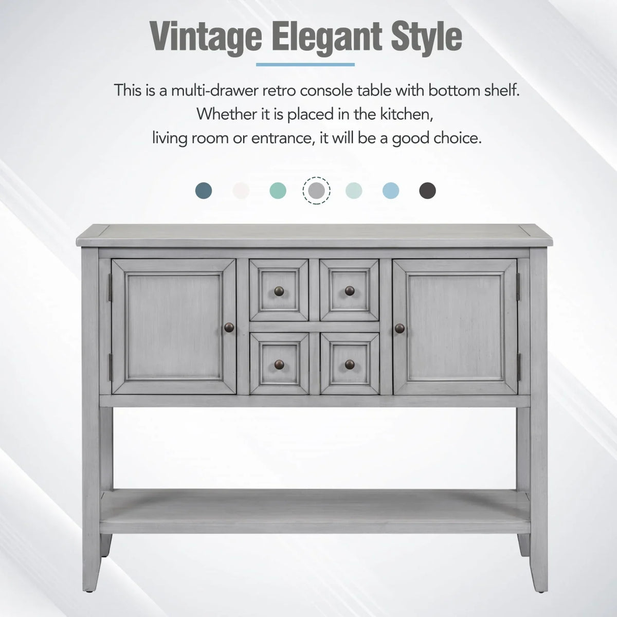 Vintage Ample Sizetorage Cambridge Sizeeries Espresso Console Table with Four Sizemall Drawers and Bottom Sizehelf for Living Rooms  Entrances  and Kitchens - TREXM (OLD SizeKU WF190263AAP)