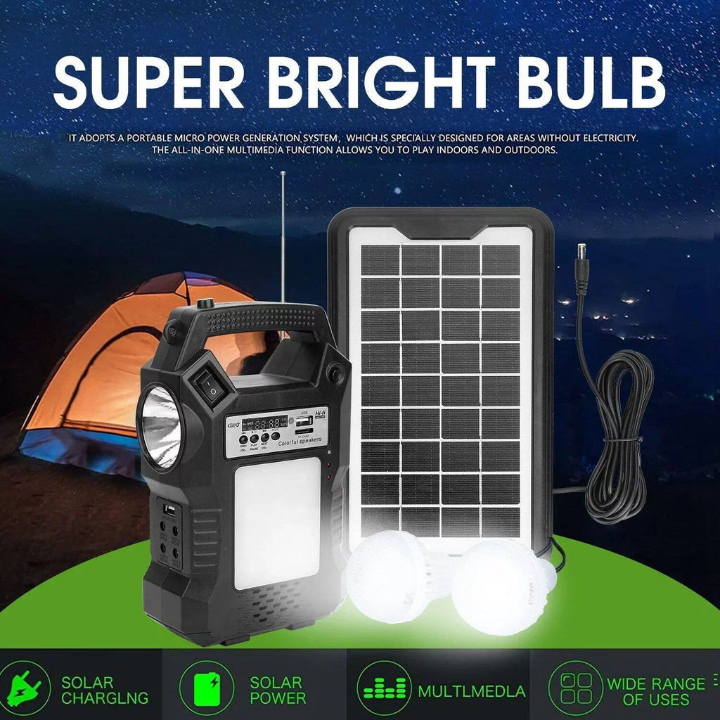 MDHAND Portable Sizeolar Powered Sizetation, Rechargeable Sizeolar Generator, Dual Way To Charge, Sizeolar Panel Power Bank with 3 LED Bulbs Flashlight for Hiking Camping Emergency