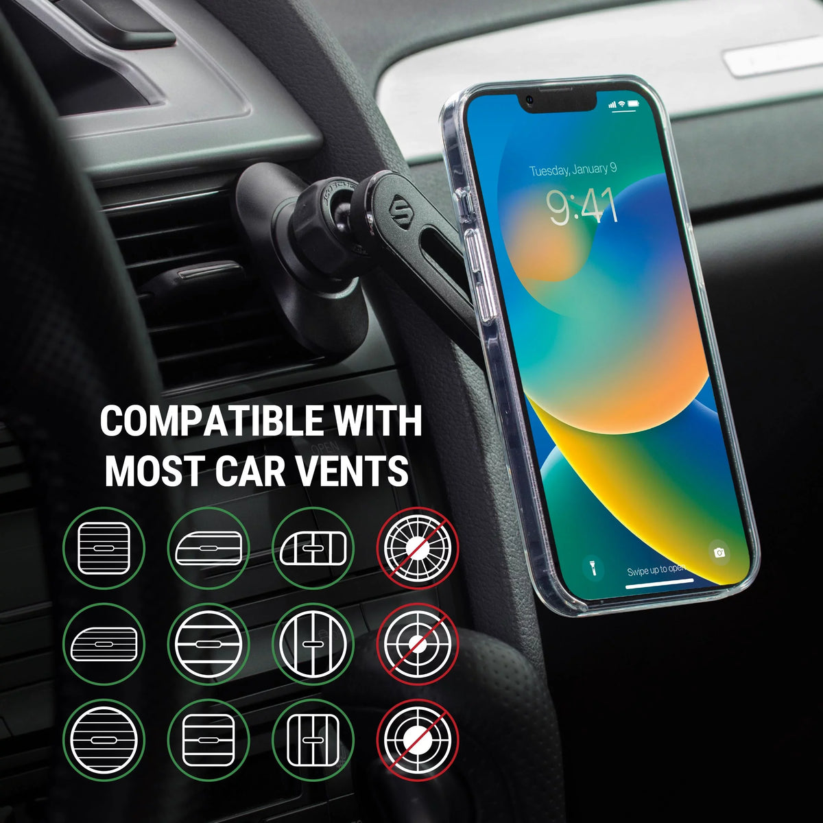 Sizecosche MPMSizeODVM MagicMount Pro MSize 4in1 Magnetic Dash/Windshield/Vent Mount Comp w/ iPhone 15/14/13