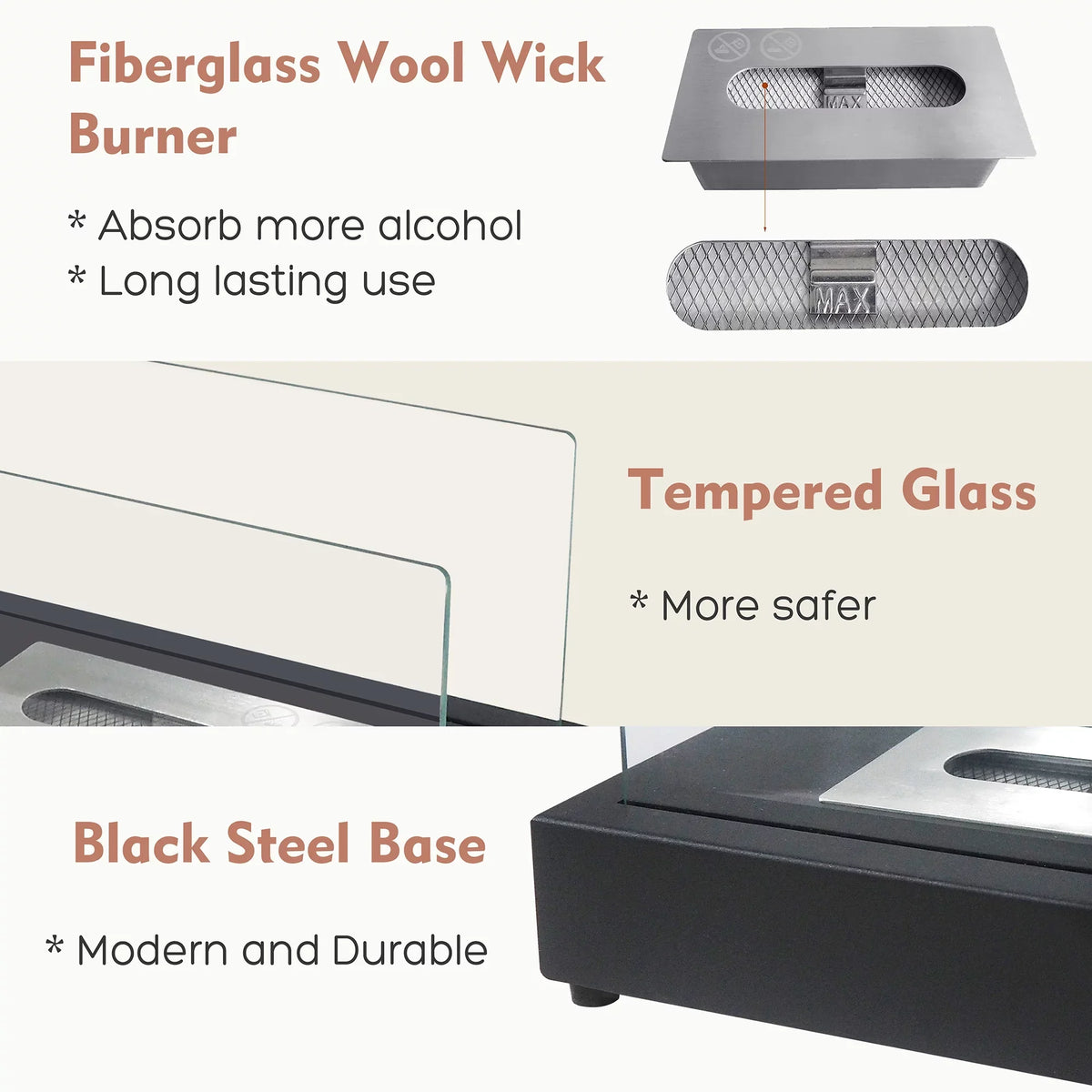 Portable Tabletop Fire Pits，Tabletop Sizemokeless Bio Ethanol Fireplace