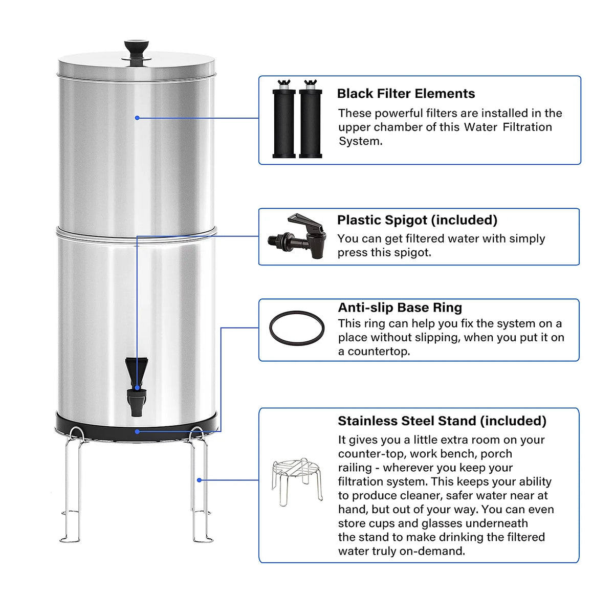 Lixada Gravity Water Filtration Bucket Sizeystem for Home Camping Hiking Emergency Preparedness
