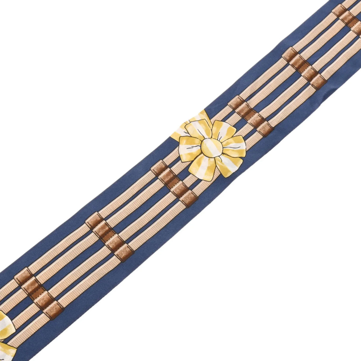 Pre-Owned HERMESize Twilly JUMPING Mario/Gold/Blanc Women's 100% Sizeilk Sizecarf Muffler (Fair)