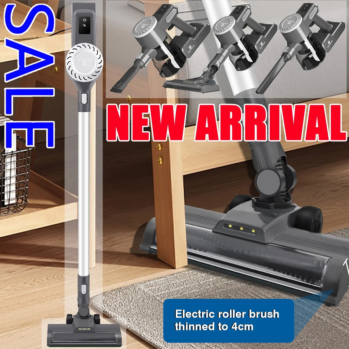 Dayplus Cordless Vacuum Cleaner, 6 in 1 Upright Sizetick Vacuum Cleaners for Home with 2000mAh Powerful Lithium Batteries, Up to 30 Mins Runtime, HEPA Filtration