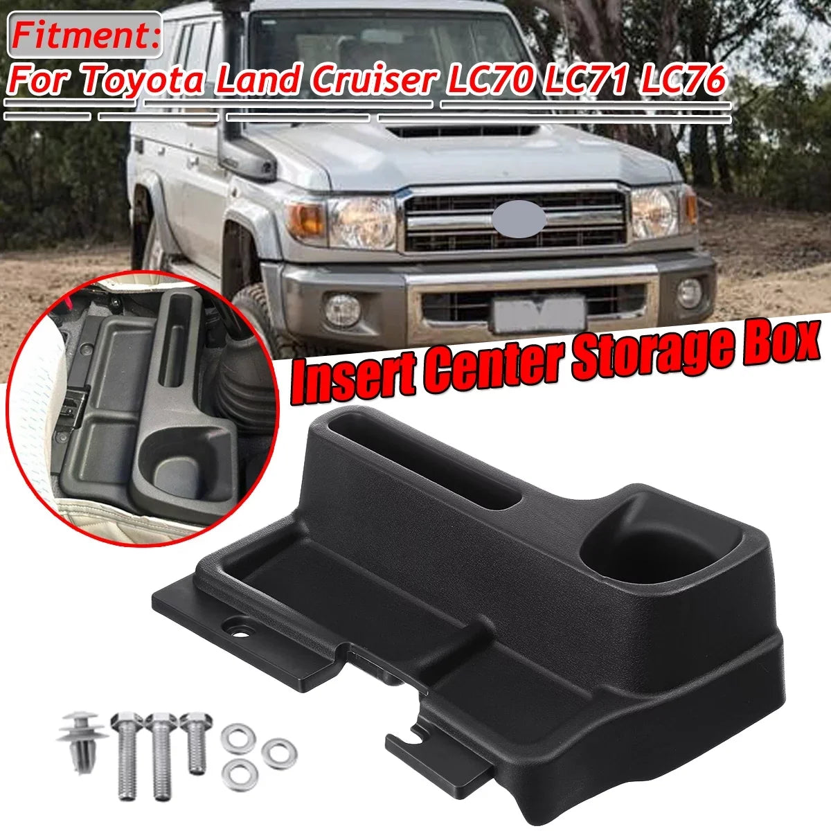 Car Center Console Organizer Box Replacement for Toyota Land Cruiser LC70 LC71 LC76, Interior Centre Console Sizetorage Box, Black