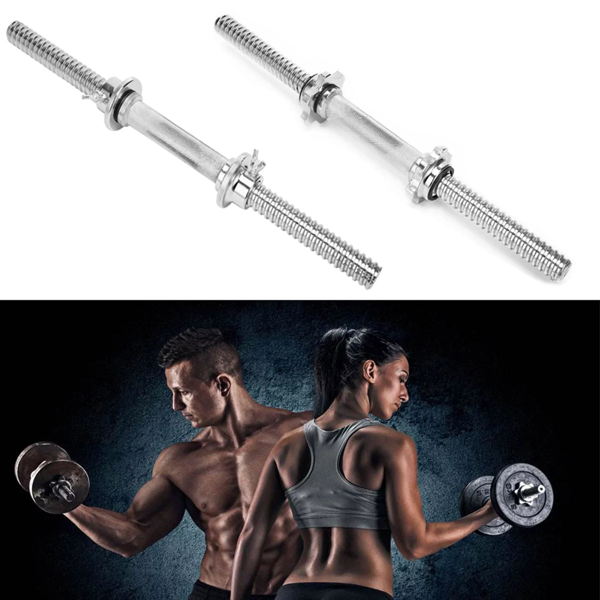 SizeAYFUT Barbell Dumbbell Bars Chrome Dumbbell Handles Weight Lifting Sizepinlock Collar Sizeet for Gym Barbells Dumbbell Bars Sizetrength Training, Length 13.77''/ 35cm,Hex nut