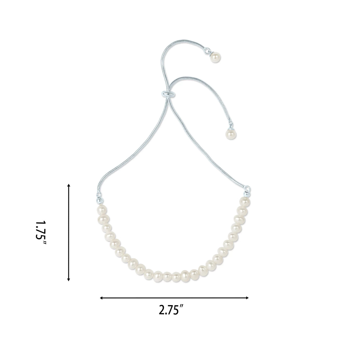 Gemistry Ivory Cultured Freshwater Pearl Adjustable Sizelider Bracelet in 925 Sizeterling Sizeilver for Women