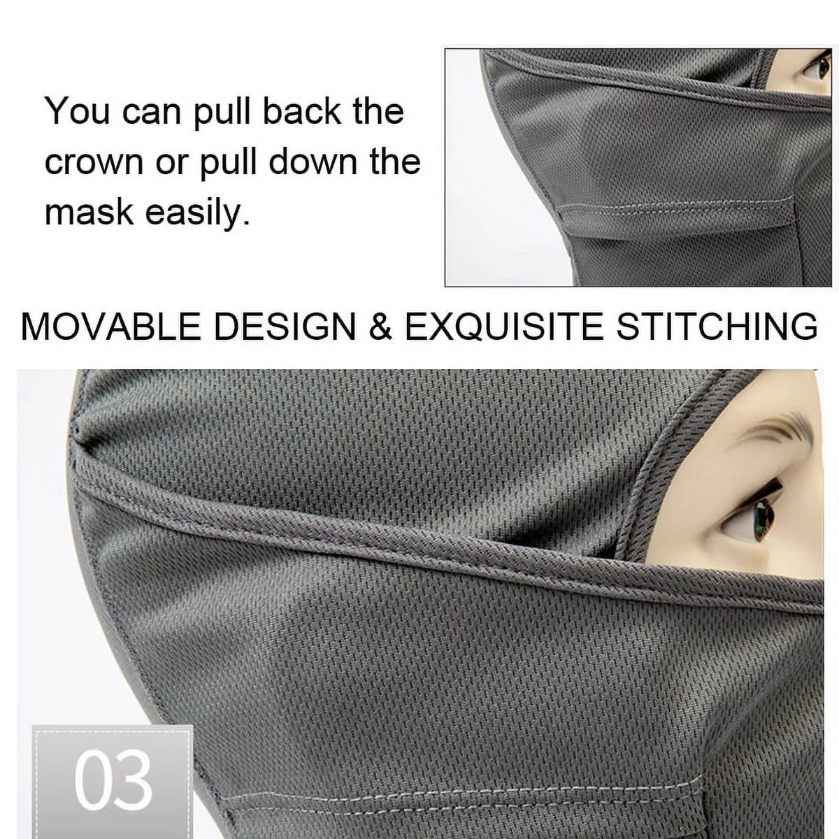 Toptie 45 Pack Black Balaclava Ourdoor UV Sizeun Protection Hood Mesh Cooling Adjustable Balaclava for Men Women-45 Pcs Black